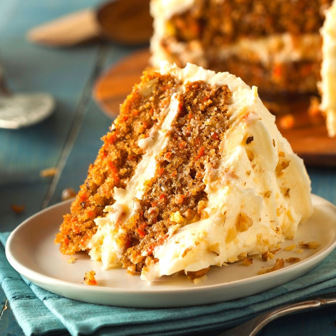 Keto carrot cake that can be made with allulose, erythritol, or monk fruit