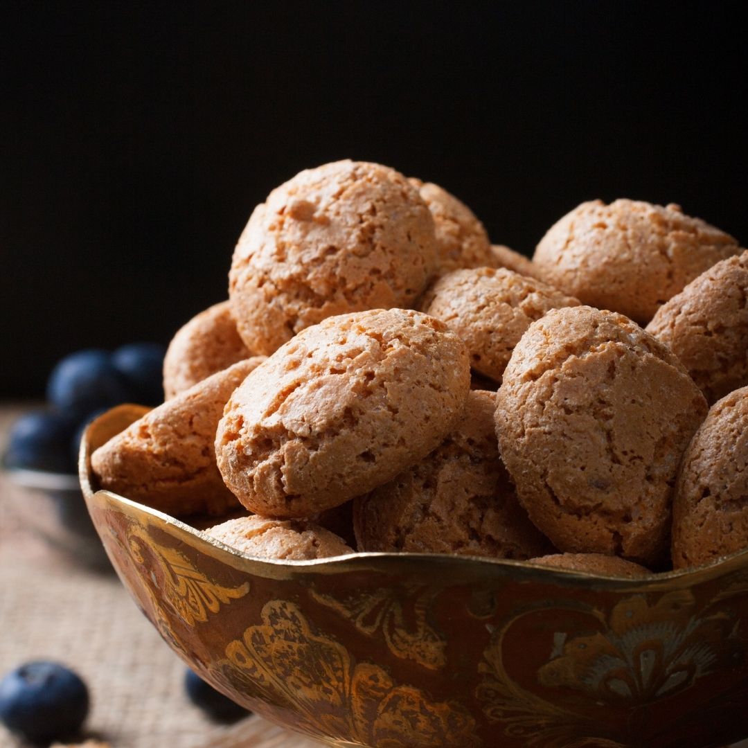 A bowl of Almond Cookies sweetened with Allulose. Allulose is great for baking cookies as well as making chocolates.